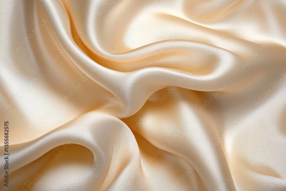 Obraz premium A close up of draped light peach colored silk fabric with soft folds and subtle highlights and shadows