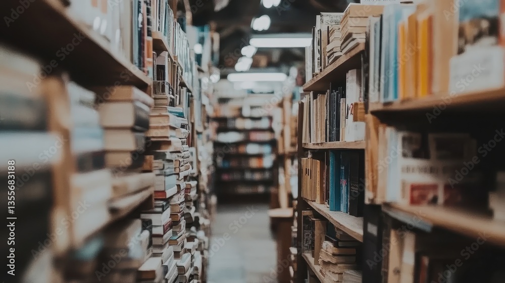 Obraz premium Lost in the Stacks A Book Lovers Paradise.