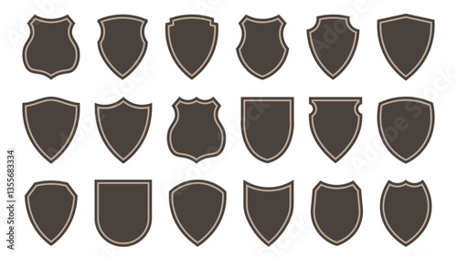 Shield set. Vintage badge collection. Various blank badge. 