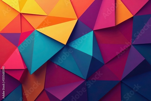 Geometric shapes, interconnected grid, vibrant colors, pattern, contemporary