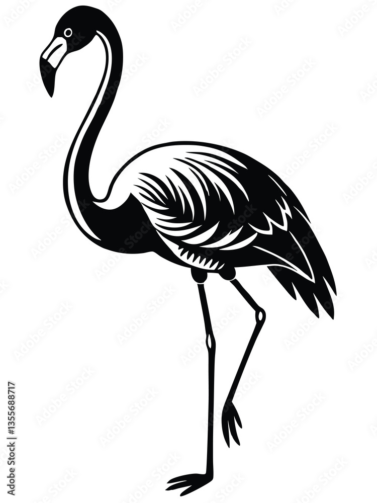 Fototapeta premium Vector flat flamingo silhouette isolated on white background