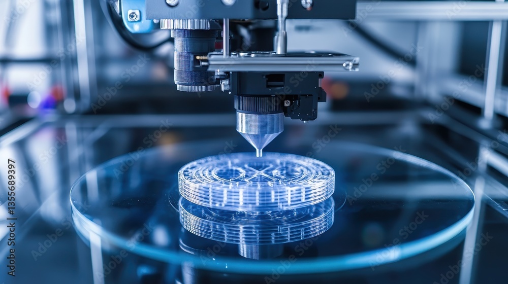 Fototapeta premium 3D Printer Creating Intricate Transparent Object.