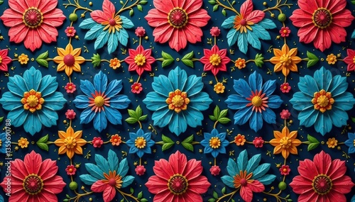 Wallpaper Mural Intricate floral motif with repeating elements, fabric, vintage Torontodigital.ca