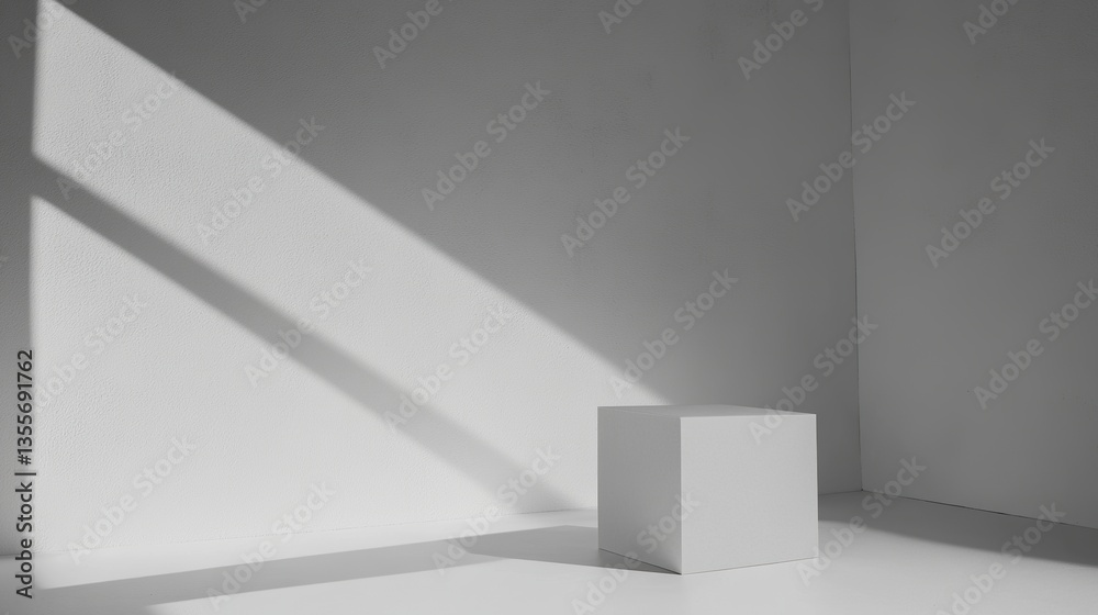 Fototapeta premium Minimalistic blank card on white surface, clean and simple design, conveying purity and focus. 