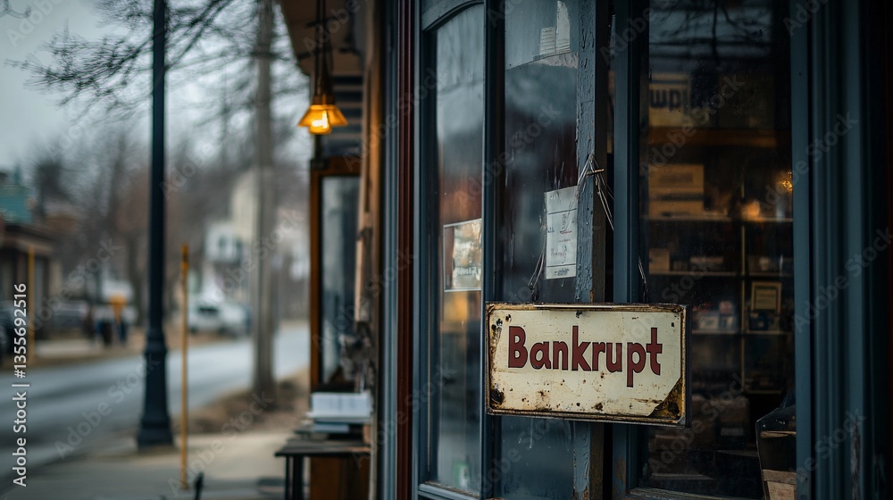 Fototapeta premium A clear sign of recession—a shop window marked with