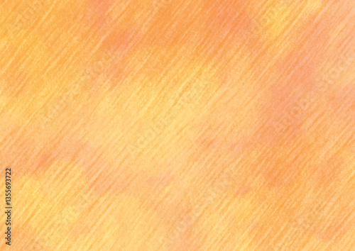 オレンジ色系の絵の具と色鉛筆で塗りつぶした背景