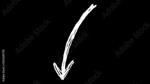 White wiggly hand drawn pointing sketch arrow icon on alpha 4