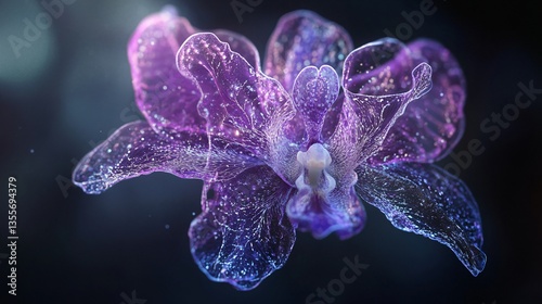 Ethereal Orchid A Digital Bloom in Purple and Blue Hues