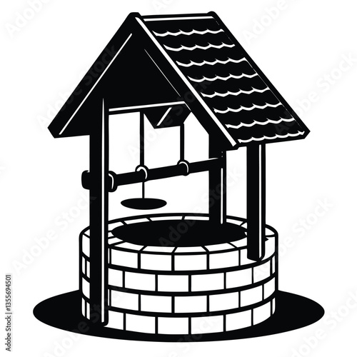 Water Well silhouette vector illustration isolated on a white background
