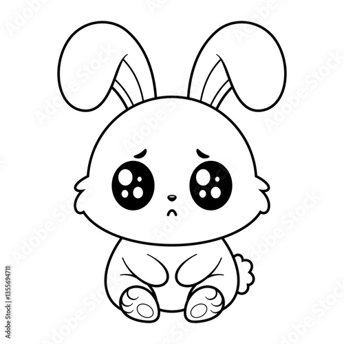The bunny sat and felt sad, for coloring