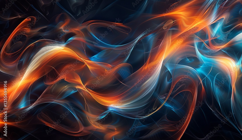 Obraz premium Swirling Abstract Flames and Energy Trails in Blue and Orange