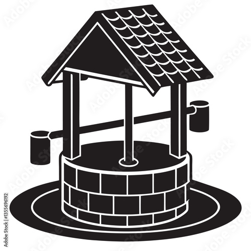 Wishing Well Silhouette Vector Illustration