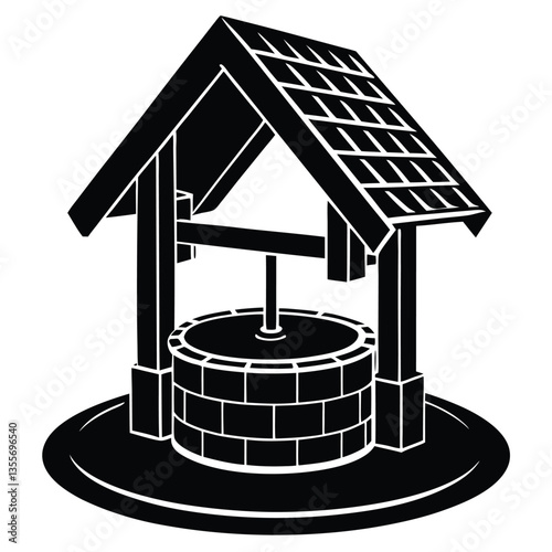 Wishing Well Silhouette Vector Illustration