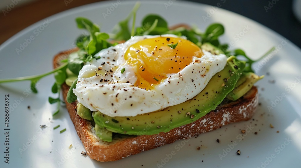 Delicious Avocado Toast with Poached Egg and Arugula Delicious Avocado Toast with Poached Egg and Arugula