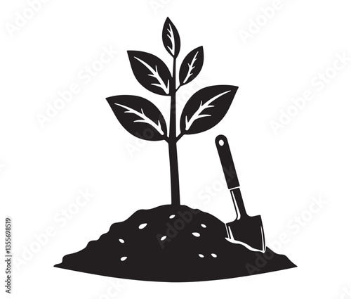 Vector Illustration Of Garden Tools And Plants. Eco-Friendly Gardening Concept Art