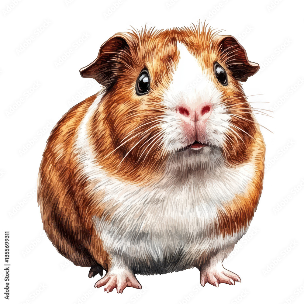 a cute fluffy guinea pig with a brown and white coat sitting upright and looking curiously at the viewer its round body and expressive eyes make it an adorable subject for pet lovers and animal enthus a cute fluffy guinea pig with a brown and white coat sitting upright and looking curiously at the viewer its round body and expressive eyes make it an adorable subject for pet lovers and animal enthus