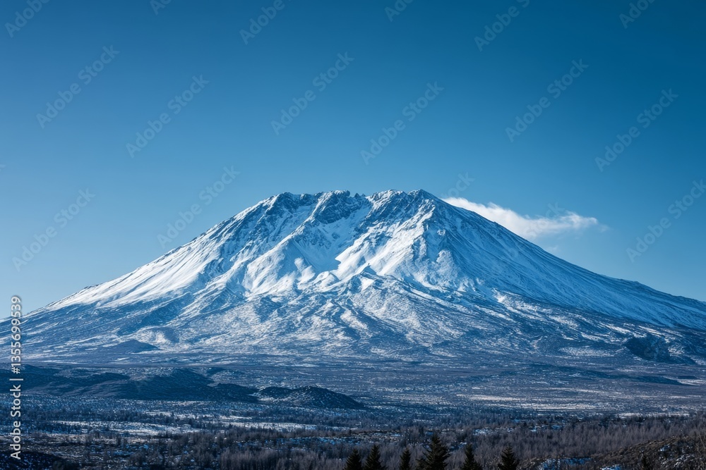 Majestic snow-capped mountain under a clear blue sky. Majestic snow-capped mountain under a clear blue sky.