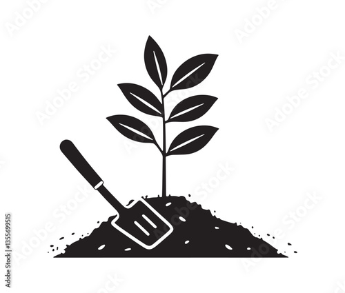 Vector Illustration Of Garden Tools And Plants. Eco-Friendly Gardening Concept Art