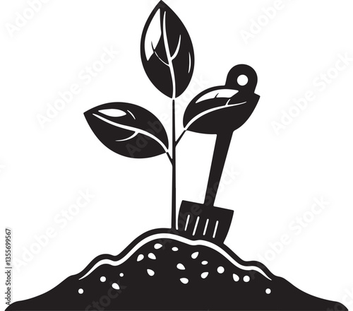 Vector Illustration Of Garden Tools And Plants. Eco-Friendly Gardening Concept Art