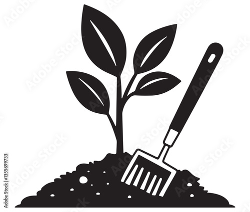 Vector Illustration Of Garden Tools And Plants. Eco-Friendly Gardening Concept Art