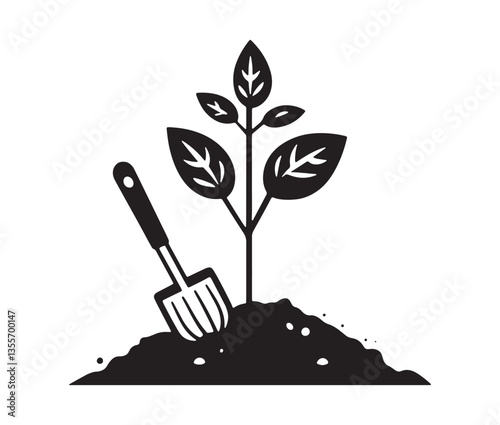 Vector Illustration Of Garden Tools And Plants. Eco-Friendly Gardening Concept Art