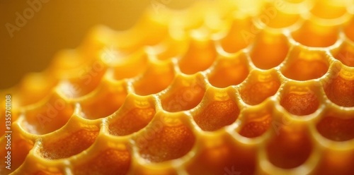 Close-up view of honeycombs, repeating pattern , surface, yellow, honeycomb