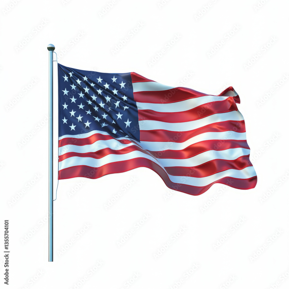 Obraz premium USA Flag 3D Icon, Mid-Air with Original Color Scheme.