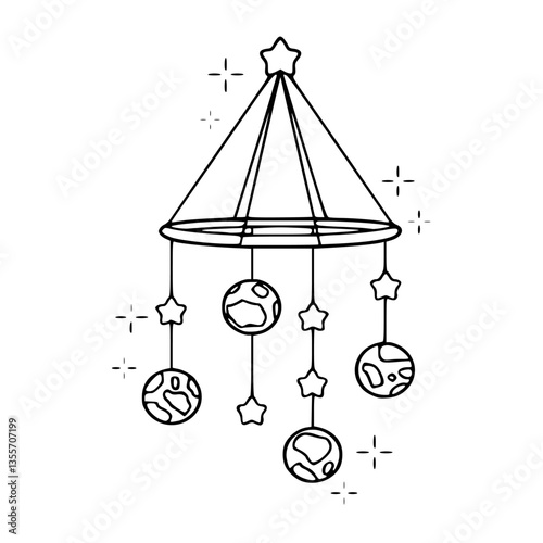 cute planets and stars mobile graphic