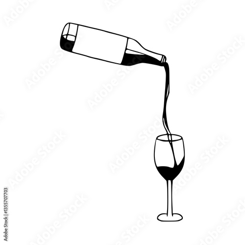 wine bottle pouring into glass