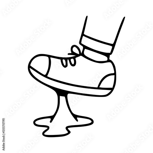 shoe stepping on bubble gum outline