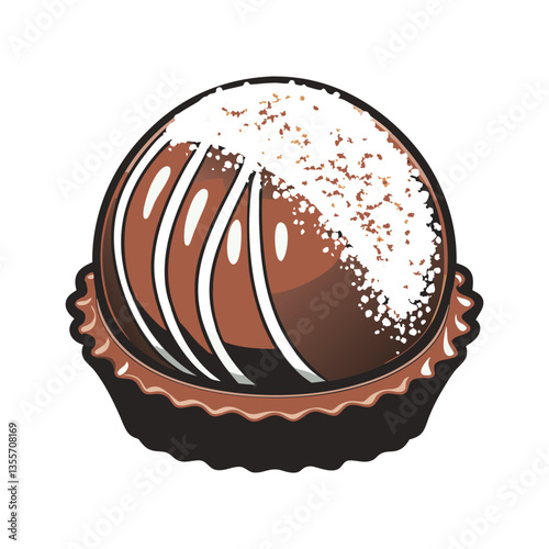 Close-up shot of a single, dark chocolate truffle generously dusted with textured cocoa powder, highlighting its rich, decadent texture and subtle imperfections.