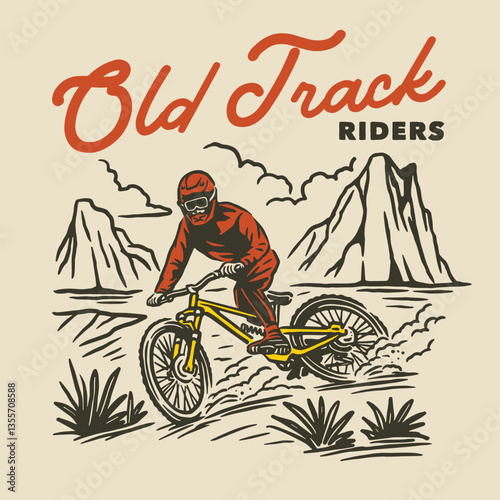 Rocky Terrain Vintage Bike Illustration