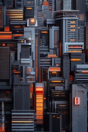 Colorful Abstract Representation of Futuristic Seoul Architecture