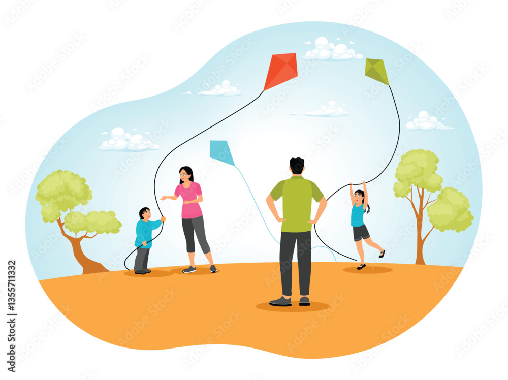 Fototapeta premium Active family doing outdoor activity for healthy lifestyle