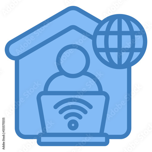 Remote Work Icon Element For Design