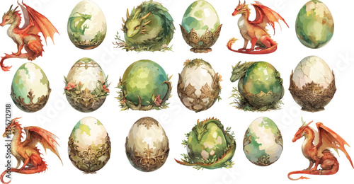 dragon egg watercolor clipart