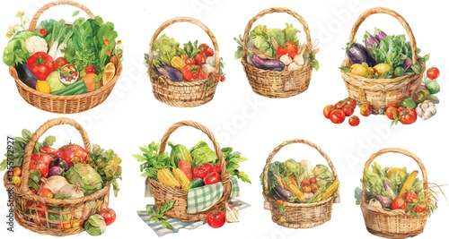 vegetable basket watercolor clipart