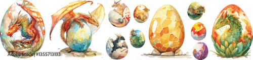 dragon egg watercolor clipart