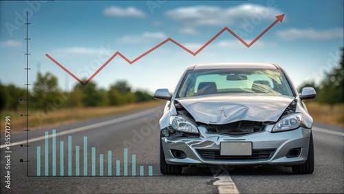 Economic Impact of Car Damage Illustrated with Chart Overlay
