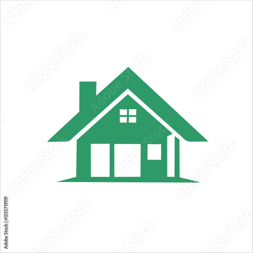 Green House icon logo with vector illustration