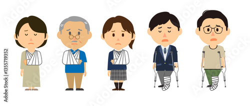 骨折セット松葉杖包帯ギブス学生高齢者