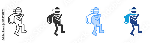 Burglar Icon Set Multiple Style Collection