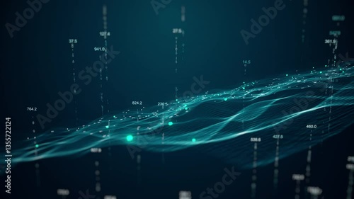 data connect digital waves abstract blue background with rays