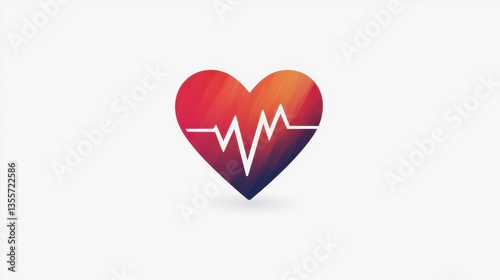 A clean, simple icon of a heart with a pulse line running through it, symbolizing cardiac health and monitoring, only on a transparent white PNG  photo