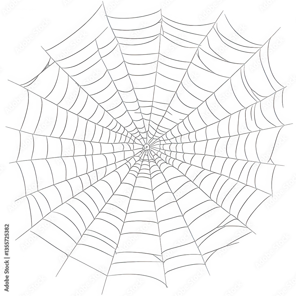 Obraz premium detailed line-drawn spider web showcasing its intricate pattern and structure it serves as a graphic resource for artistic or educational purposes