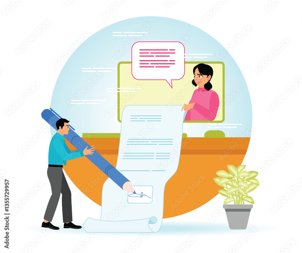Business collaboration signing a digital agreement Business collaboration signing a digital agreement