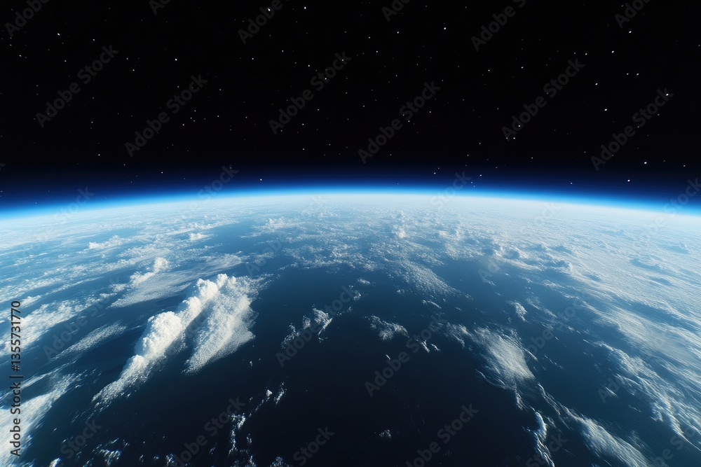 Obraz premium Earth from space, vast expanse of atmosphere and clouds