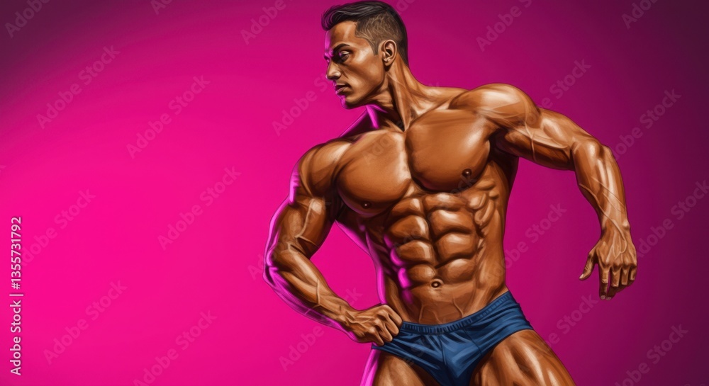 Muscular Man Posing Fitness Studio Portrait Muscular Man Posing Fitness Studio Portrait