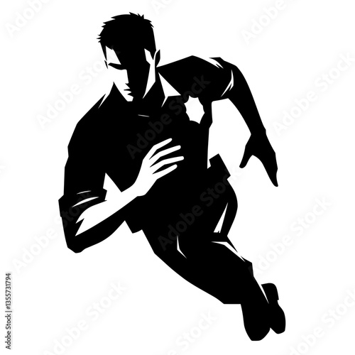 Police officer running to stop phone scam incident