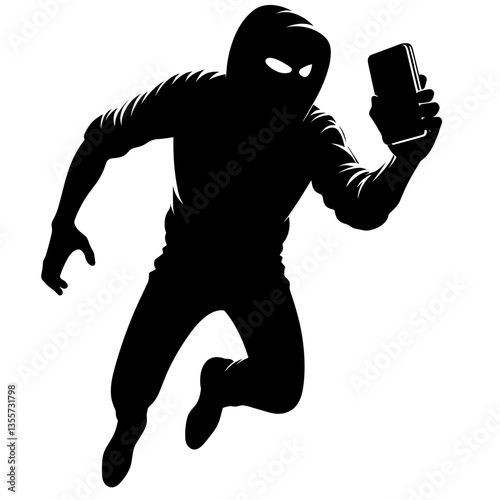 Masked scammer holding phone symbolizing cyber fraud threat
